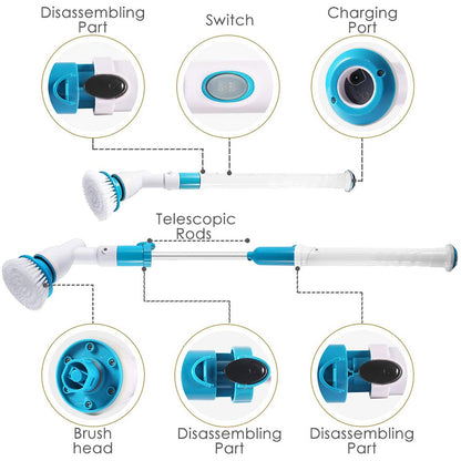 Electric Cordless Spin Scrubber Super Power Scrubber Turbo Scrub Clean Brush V201-FAZ0120DB8AU