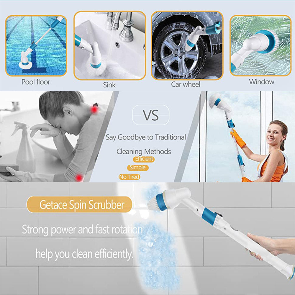 Electric Cordless Spin Scrubber Super Power Scrubber Turbo Scrub Clean Brush V201-FAZ0120DB8AU