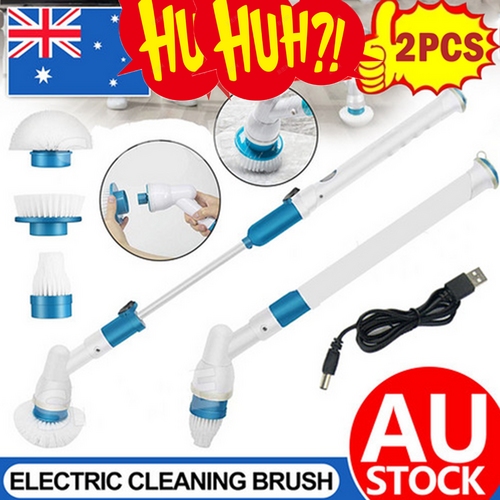 2PCS Rechargeable Spin Scrubber Electric Turbo Scrub Cleaning Brush Cordless Kit V201-FAZ0120DB8AUX2