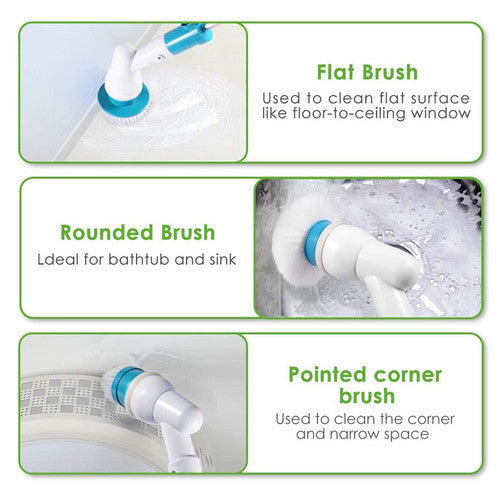 2PCS Rechargeable Spin Scrubber Electric Turbo Scrub Cleaning Brush Cordless Kit V201-FAZ0120DB8AUX2