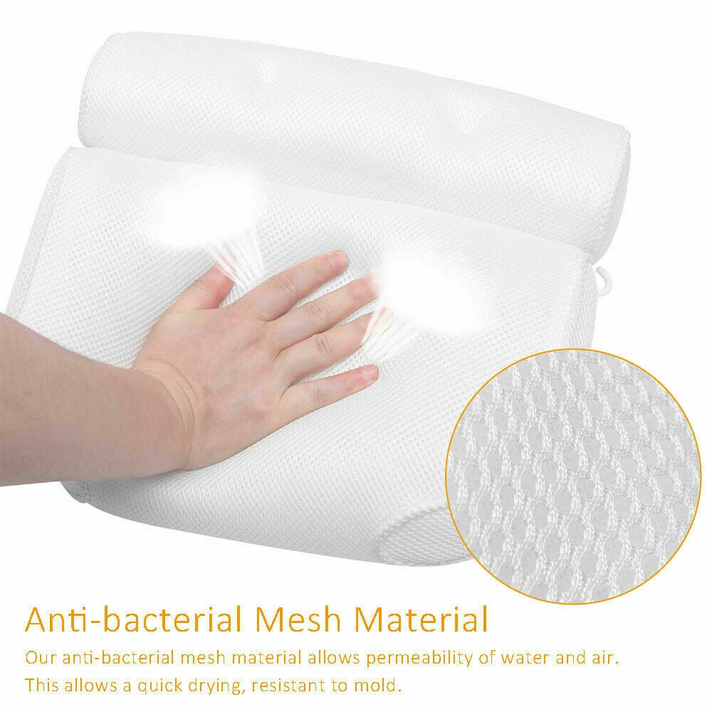 3D Spa Mesh Bath Pillow Neck Back Support Bathtub Tub Cushions V201-FAZ0230WH8AU