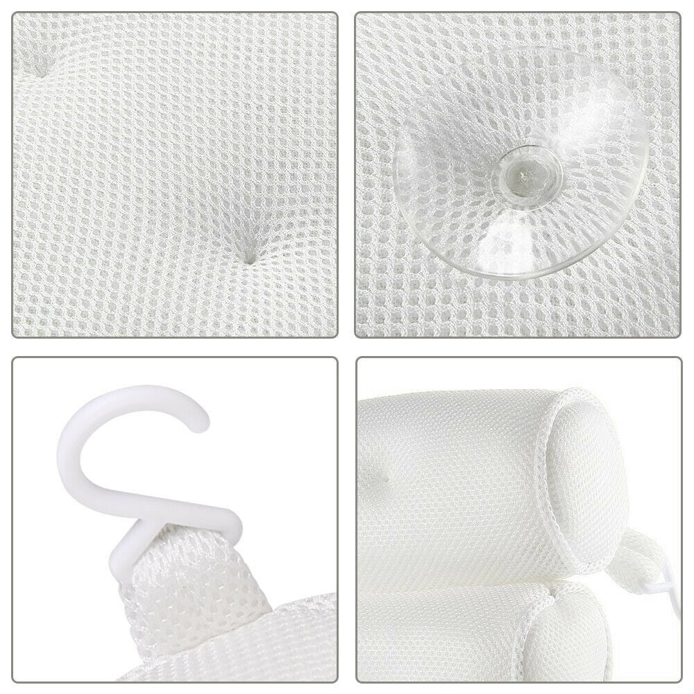 3D Spa Mesh Bath Pillow Neck Back Support Bathtub Tub Cushions V201-FAZ0230WH8AU