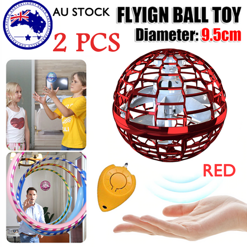 2pcs RED Flying Ball Mini Hand UFO Toys Drone Helicopter Hover Quadcopter Kids Toys Gifts V201-FAZ0702RE8AUX2