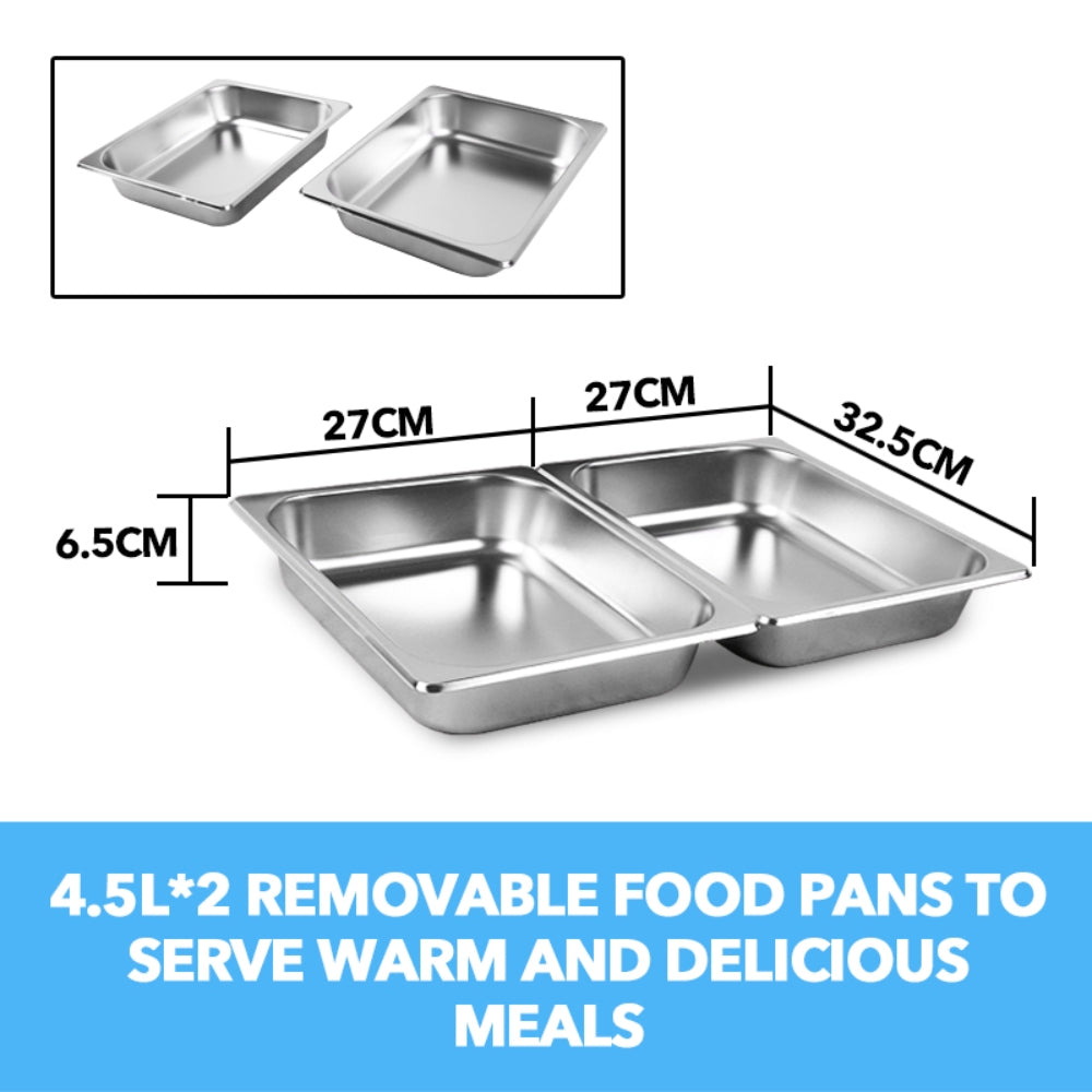 9L Chafing Dish Set Buffet Pan Bain Marie Bow Stainless Steel Food Warmer V201-FAZ4991SI8AU