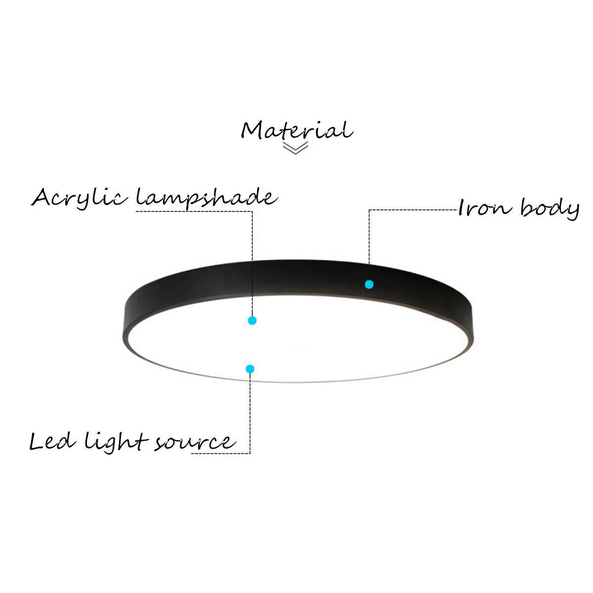 30CM LED Ceiling Light Modern Surface Mount Flush Panel Downlight Ultra-thin V201-FBA0030BL8AU