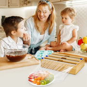 3 Grids Bamboo Food Wrap Dispenser Cutter Foil Cling Film Storage Holder Box Kitchen V201-FCA0003WO8AU