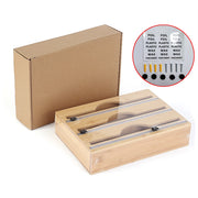 3 Grids Bamboo Food Wrap Dispenser Cutter Foil Cling Film Storage Holder Box Kitchen V201-FCA0004WO8AU