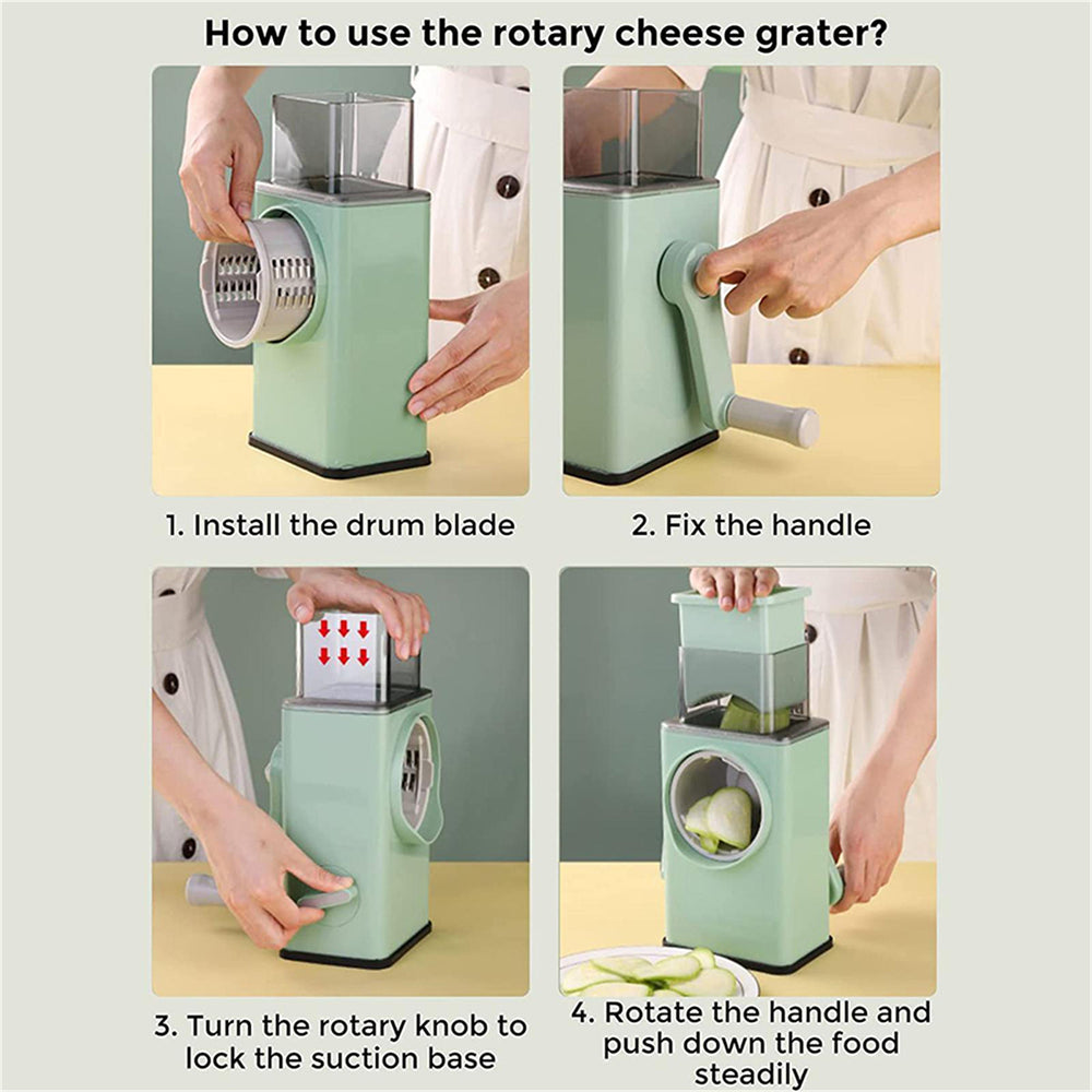 Kitchen Vegetable Food Manual Rotary Drum Grater Chopper Slicer Fruit Cutter V201-FCA0042GE8AU