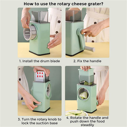Kitchen Vegetable Food Manual Rotary Drum Grater Chopper Slicer Fruit Cutter V201-FCA0042GE8AU