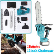 12"inch Cordless Electric Chainsaw + 2 Battery 2 Chain Brushless Wood Cutter Saw V201-FDZ0012BU8AU