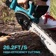 12"inch Cordless Electric Chainsaw + 2 Battery 2 Chain Brushless Wood Cutter Saw V201-FDZ0012BU8AU