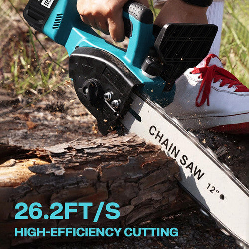 12"inch Cordless Electric Chainsaw + 2 Battery 2 Chain Brushless Wood Cutter Saw V201-FDZ0012BU8AU