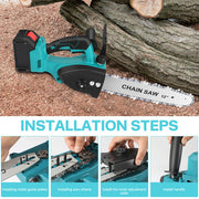 12"inch Cordless Electric Chainsaw + 2 Battery 2 Chain Brushless Wood Cutter Saw V201-FDZ0012BU8AU