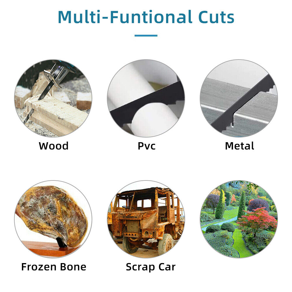 Blue Cordless Electric Reciprocating Saw Cutter with Blades without battery V201-FDZ0030BU8AU