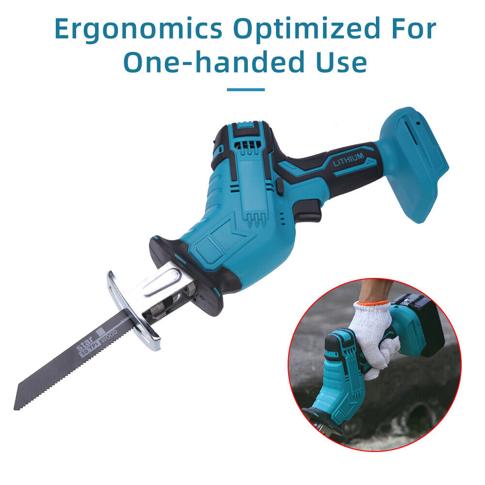 Blue Cordless Electric Reciprocating Saw Cutter with Blades without battery V201-FDZ0030BU8AU
