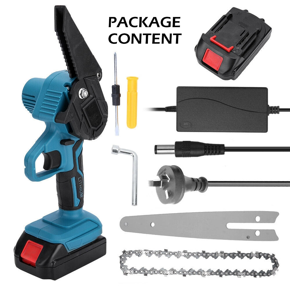 6" Mini Cordless Electric Chainsaw 2X Battery Powered Wood Cutter Rechargeable V201-FDZ0036BU8AU