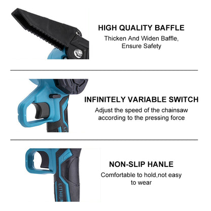 6" Mini Cordless Electric Chainsaw 2X Battery Powered Wood Cutter Rechargeable V201-FDZ0036BU8AU