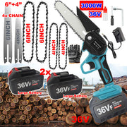 4"+6" Chainsaw Cordless Rechargeable Wood Cutter Saw Chain Saws Electric tools V201-FDZ0036BU8AU2