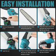 4"+6" Chainsaw Cordless Rechargeable Wood Cutter Saw Chain Saws Electric tools V201-FDZ0036BU8AU2