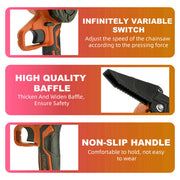 6" Mini Orange Cordless Electric Chainsaw 2X Battery-Powered Wood Cutter Rechargeable V201-FDZ0036OR8AU