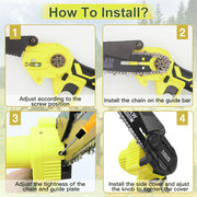36V 8" Mini Cordless Electric Chainsaw 2XBattery 36V Wood Cutter Rechargeable V201-FDZ0036YL8AU