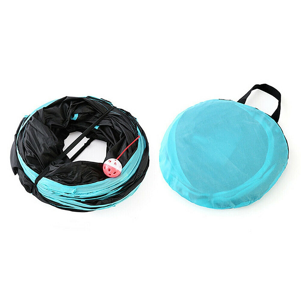 Pet Cat Kitten Puppy 4-Way Tunnel Play Toy Foldable Funny Exercise Tunnel Rabbit V201-FDZ0727BL8AU