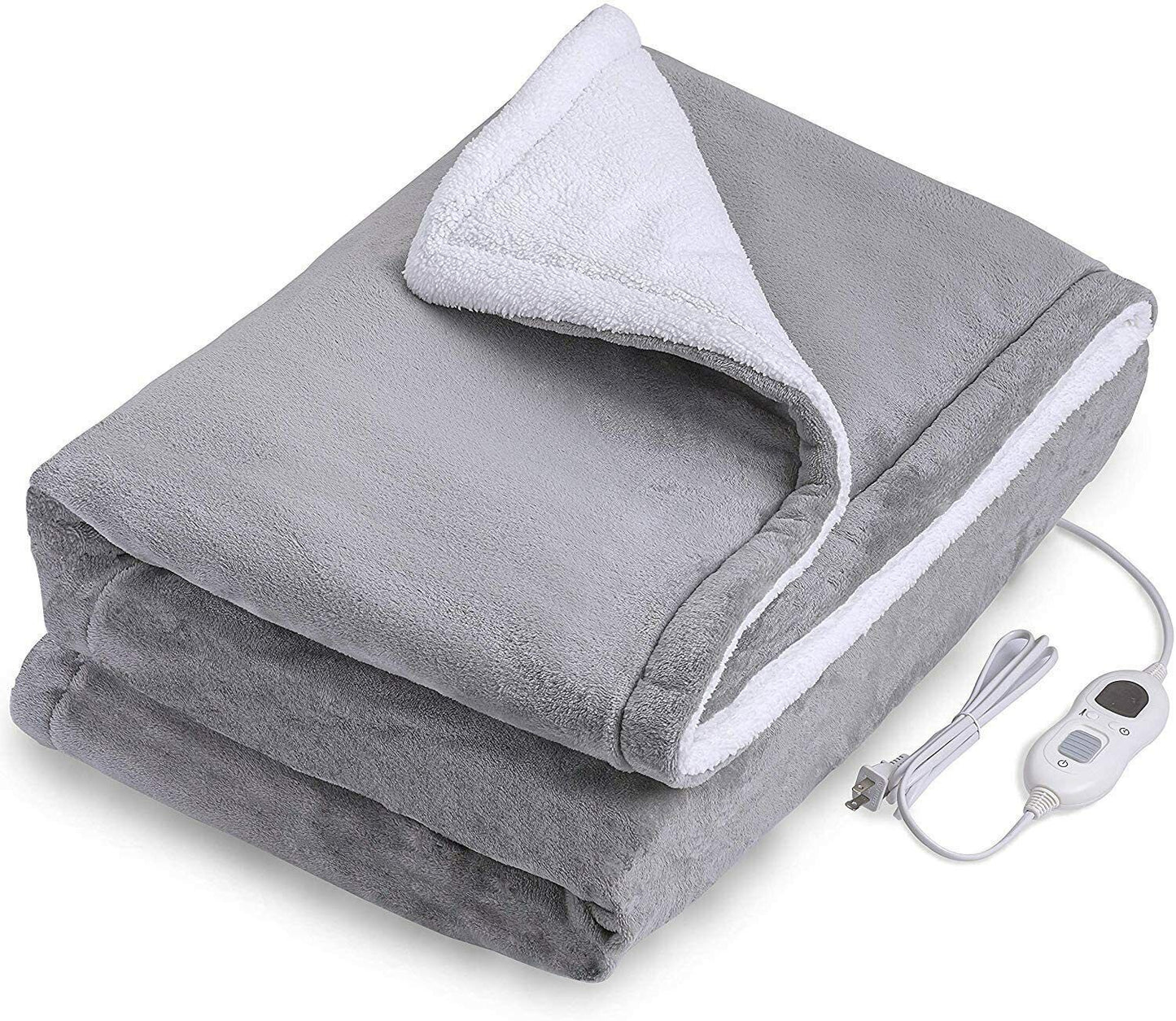 Double-side Flannel Heated Electric Throw Rug Blanket Fast Heating Warm Washable GREY V201-FDZ1316GR8AU