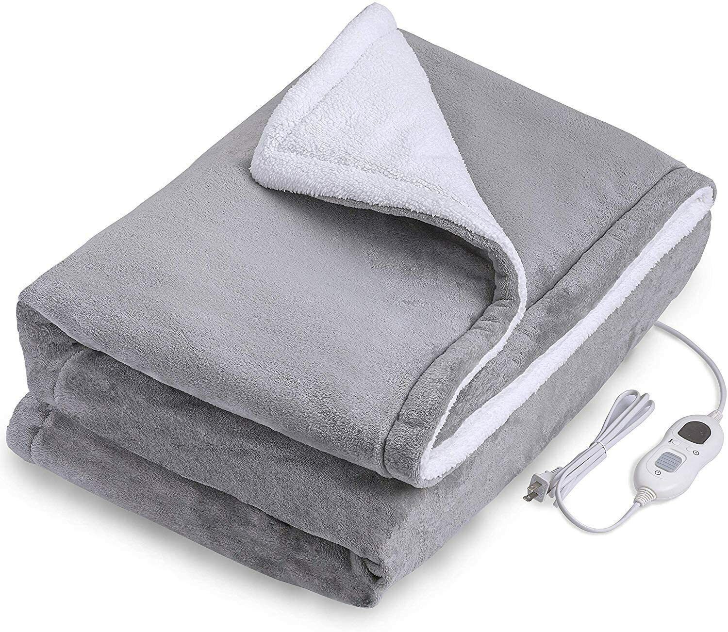 Double-side Flannel Heated Electric Throw Rug Blanket Fast Heating Warm Washable GREY V201-FDZ1316GR8AU