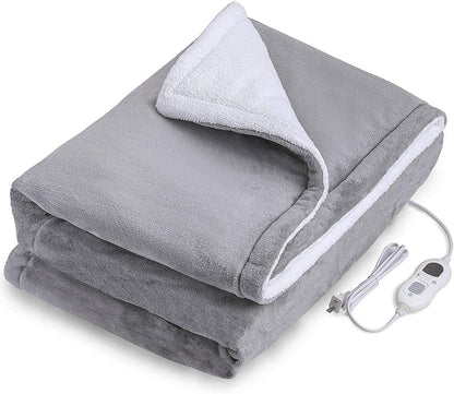 Double-side Flannel Heated Electric Throw Rug Blanket Fast Heating Warm Washable GREY V201-FDZ1316GR8AU