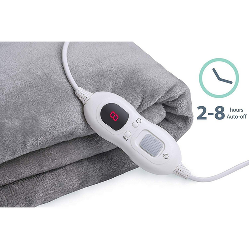 Double-side Flannel Heated Electric Throw Rug Blanket Fast Heating Warm Washable GREY V201-FDZ1316GR8AU
