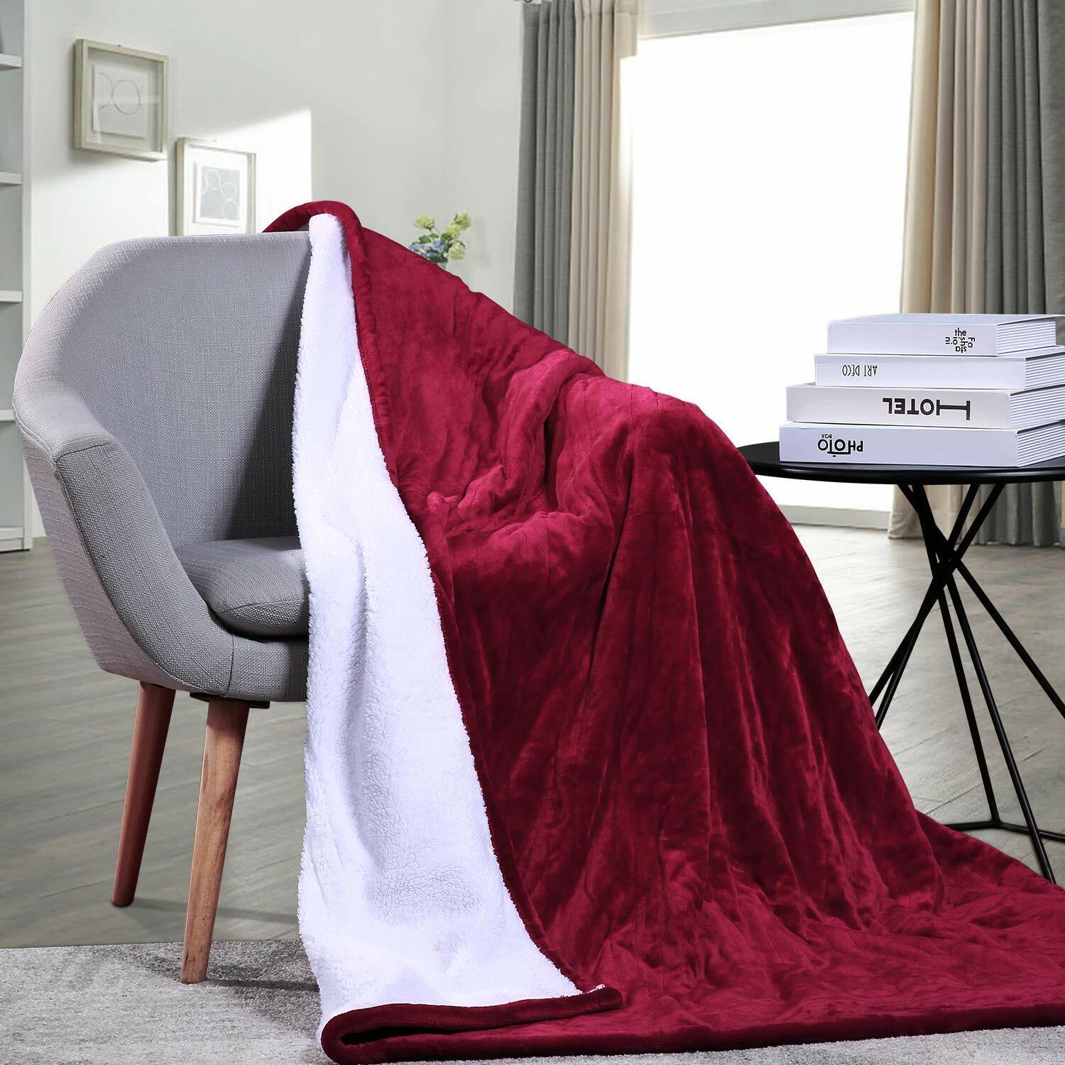 Double-side Flannel Heated Electric Throw Rug Blanket Fast Heating Warm Washable RED V201-FDZ1316RE8AU