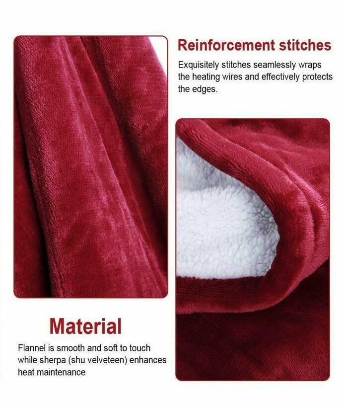 Double-side Flannel Heated Electric Throw Rug Blanket Fast Heating Warm Washable RED V201-FDZ1316RE8AU