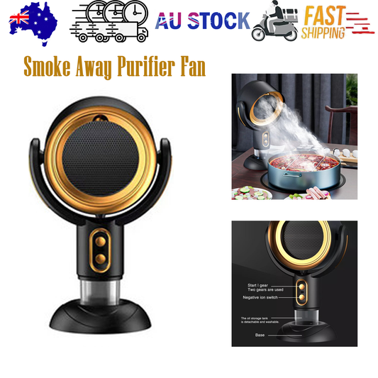 Portable Smoke Away Purifier Fan Smoke Fan for Indoor Cook Smoking with Filter GOLD V201-FDZ1528BG8AU
