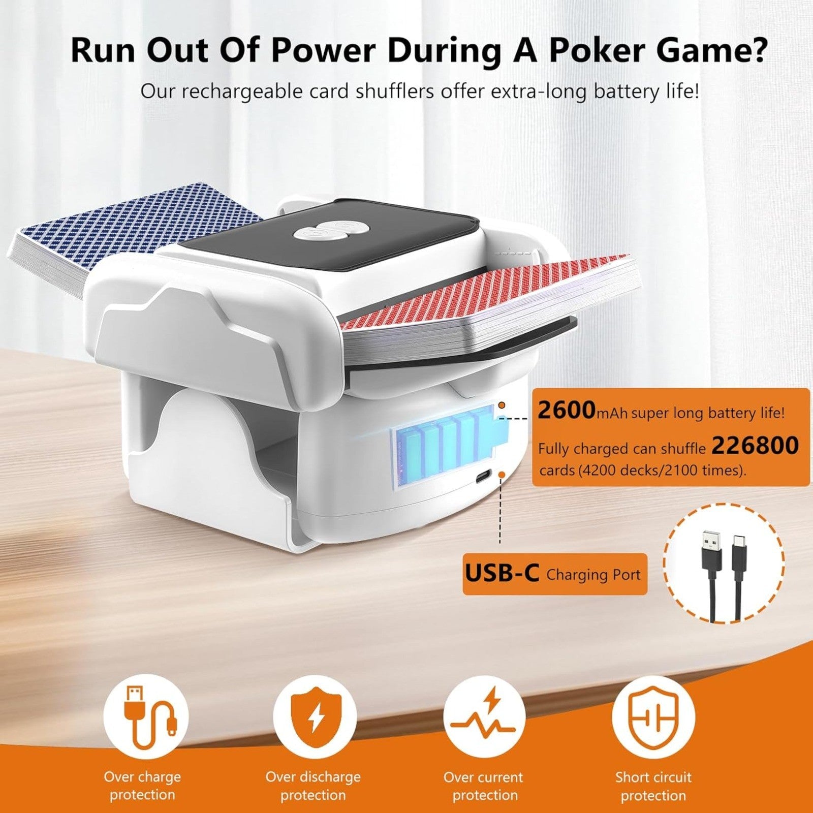 2 Deck Automatic Card Shuffler Board Game Poker Playing Cards Shuffling Machine V201-FDZ1530WH8AU