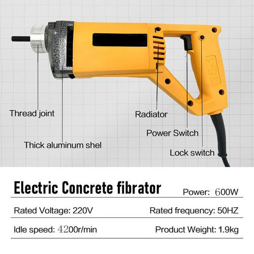 Portable Handheld Electric Concrete Cement Mixing Vibrator w/Flexible Hose MAX1800W V201-FDZ2000YL8AU