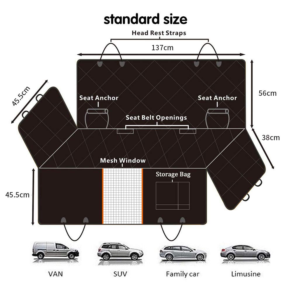Premium Waterproof Pet Cat Dog Back Car Seat Cover Hammock Nonslip Protector Mat V201-FDZ2350BL8AU