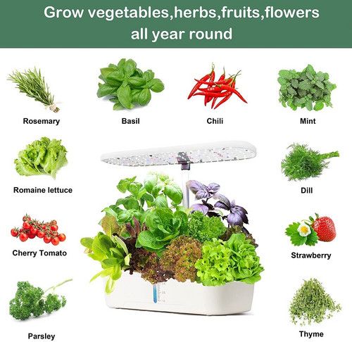 Hydroponics Plant Growing System 12 Pods Indoor Herb Garden Kit Led Light 4L WHITE V201-FDZ2412WH8AU