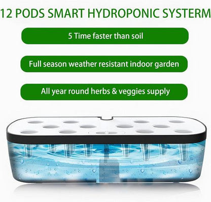 Hydroponics Plant Growing System 12 Pods Indoor Herb Garden Kit Led Light 4L WHITE V201-FDZ2412WH8AU