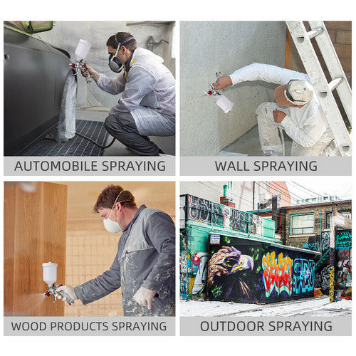 Spray Gun Kit HVLP Gravity Feed Air Paint Sprayer 3 Nozzles 1.4mm 1.7mm 2mm V201-FDZ2955RE8AU