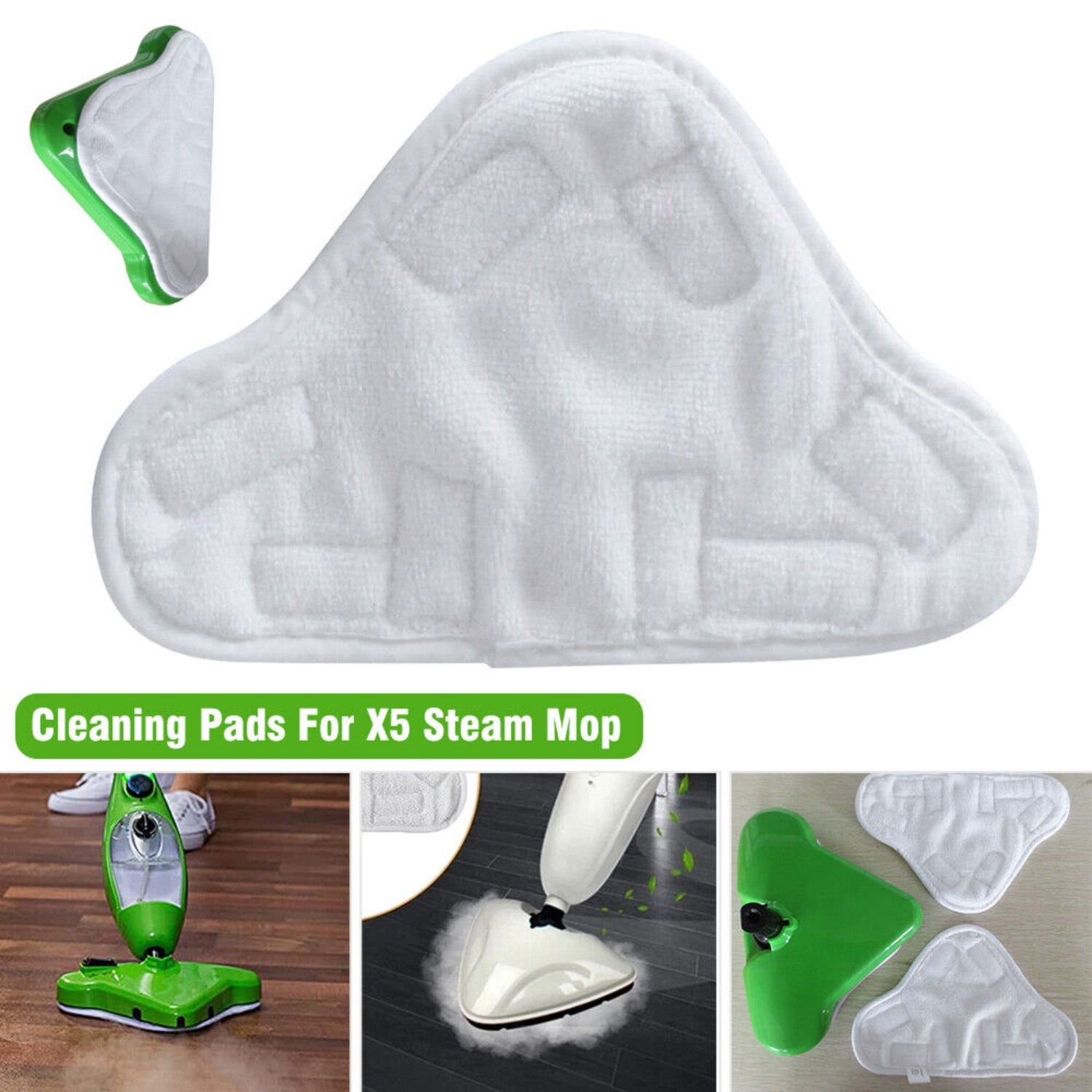 5PCS Stick On White Washable Cleaning Pads Microfiber For X5 Steam Mop H20 H2O V201-FDZ4214WH5AU