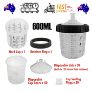 50 Sets Paint Spray Gun Cup Lids Liners Kit with Micron Filter 600ML Clear V201-FDZ6050WH8AU
