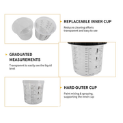 50 Sets Paint Spray Gun Cup Lids Liners Kit with Micron Filter 600ML Clear V201-FDZ6050WH8AU