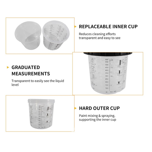 50 Sets Paint Spray Gun Cup Lids Liners Kit with Micron Filter 600ML Clear V201-FDZ6050WH8AU