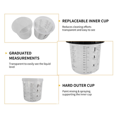 50 Sets Paint Spray Gun Cup Lids Liners Kit with Micron Filter 600ML Clear V201-FDZ6050WH8AU