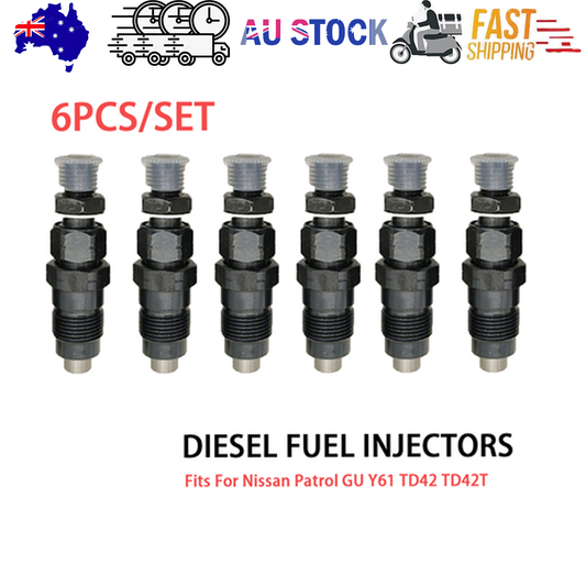 6PCS New Diesel Fuel Injectors Fits For Nissan Patrol GU Y61 TD42 TD42T AU V201-FSFIFUZ-D42T-BLSC-AU
