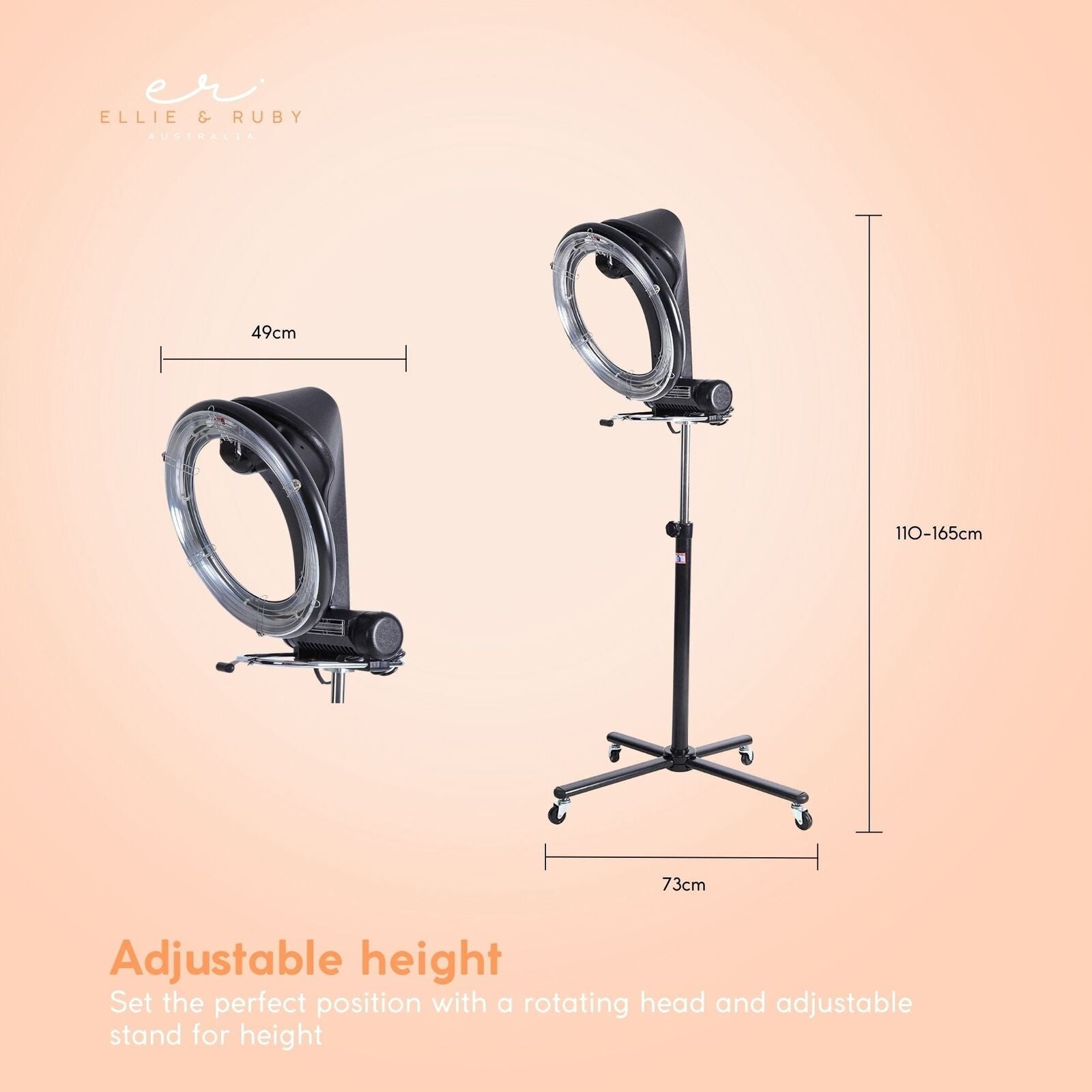 New Standing Hair Dryer Accelerator Colour 360 Rotating Halo Rolling Salon Equipment V201-FUN1100WH8AU