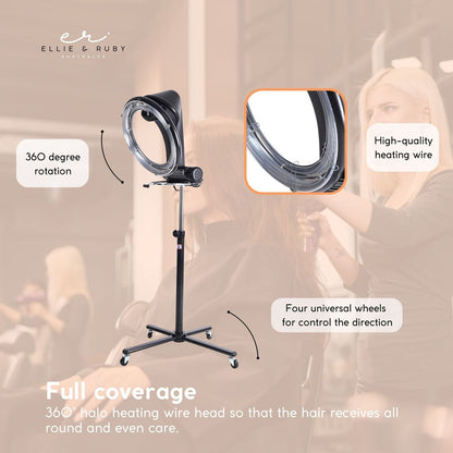 New Standing Hair Dryer Accelerator Colour 360 Rotating Halo Rolling Salon Equipment V201-FUN1100WH8AU