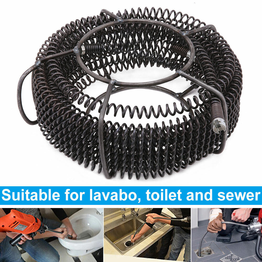 Plumber Drain Snake Pipe Metal Cleaner Pipeline Sewer 12M + 6 Drill Bit Tool DIY V201-GAA1206BL8AU