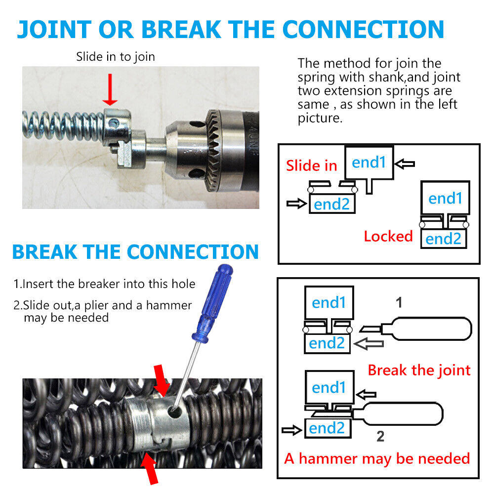 Plumber Drain Snake Pipe Metal Cleaner Pipeline Sewer 12M + 6 Drill Bit Tool DIY V201-GAA1206BL8AU
