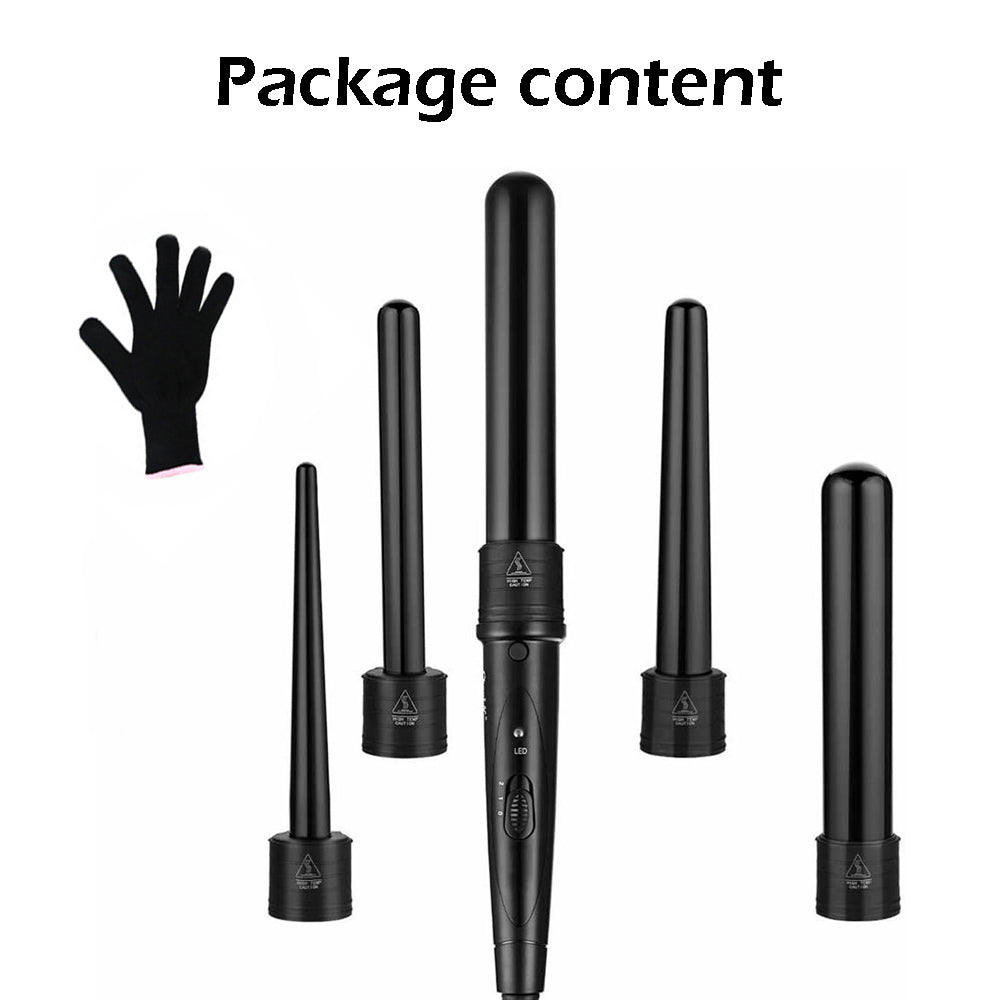 5 in 1 Hair Curler Wand Set Ceramic Styling Curling Iron Roller Barrel LED+Glove V201-GAA1902BL8AU